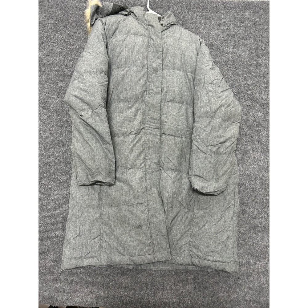 L.L.Bean Parka Womens XL Gray Down Insulated Faux Fur Trim Hooded Puffer Coat